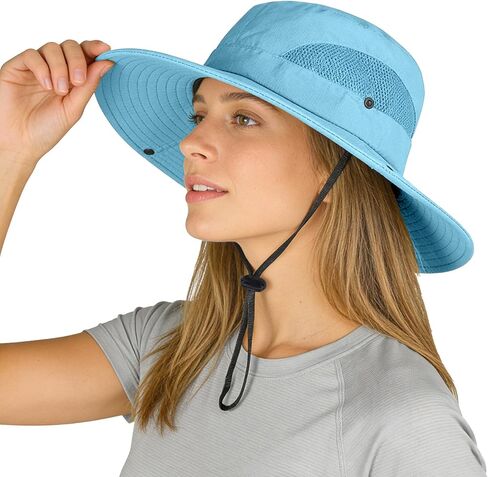 ZOORON Sun Hats for Men Women, Wide Brim Bucket Hats UV Protection UPF50+ Waterproof Boonie Hats for Fishing Hiking Camping (2pack-Black+Light Gray) in Saudi Arabia