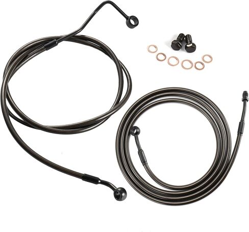 MoKitDora Cable Kit Hydraulic Clutch Upper Brake Lines Stainless Steel Braided Compatible with Harley Touring 2014-2016 Street FLHX Electra Road Glide King FLHT FLHR 14" Handlebar w/ABS, Chrome in Saudi Arabia