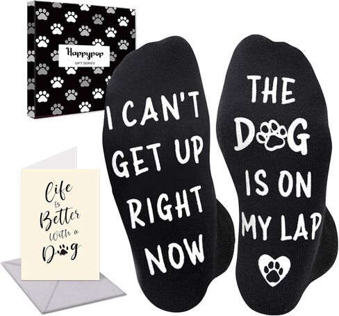 HAPPYPOP Funny Dog Lover Gifts - Men Women Socks for Dog Mom Dad, Birthday Gifts with Cards in Saudi Arabia