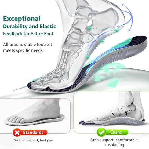 Orthotic Insoles with Full TPU Arch Support, Velvet Top & Dual Poron Cushioning for All-Day Comfort, 275mm in Saudi Arabia