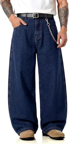 GINGTTO Mens Baggy Jeans Wide Leg Black Y2K Jeans Men Loose Fit Denim Pants Casual 34 in Saudi Arabia