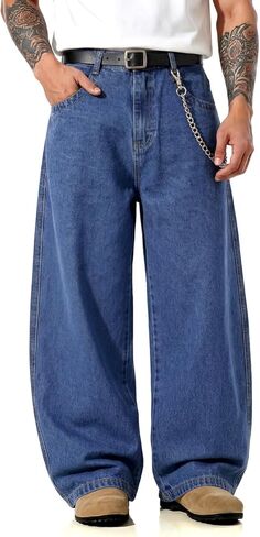 GINGTTO Mens Baggy Jeans Wide Leg Black Y2K Jeans Men Loose Fit Denim Pants Casual 34 in Saudi Arabia