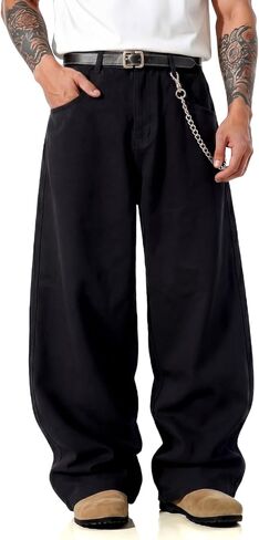 GINGTTO Mens Baggy Jeans Wide Leg Black Y2K Jeans Men Loose Fit Denim Pants Casual 34 in Saudi Arabia