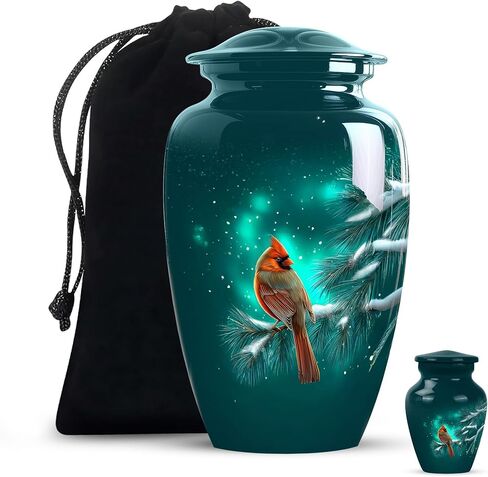 Red Cardinal Urns for Ashes for Women - Cremation Urns for Human Ashes Adult Male - Small Cardinal Urn - Large Decorative Urn 10inch and 3inch in Kuwait