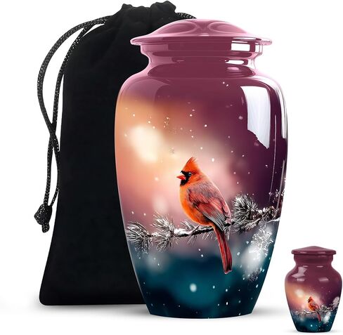 Red Cardinal Urns for Ashes for Women - Cremation Urns for Human Ashes Adult Male - Small Cardinal Urn - Large Decorative Urn 10inch and 3inch in Kuwait
