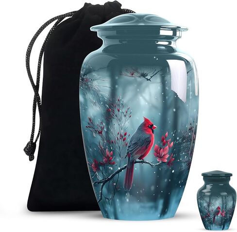 Red Cardinal Urns for Ashes for Women - Cremation Urns for Human Ashes Adult Male - Small Cardinal Urn - Large Decorative Urn 10inch and 3inch in Kuwait