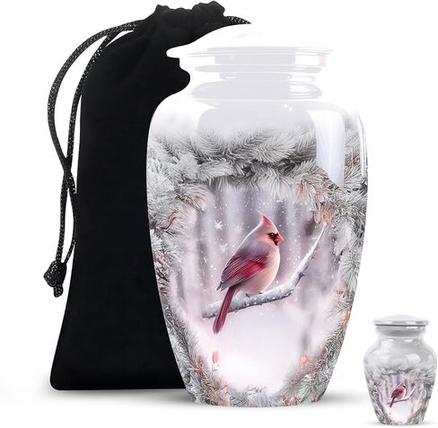 Red Cardinal Urns for Ashes for Women - Cremation Urns for Human Ashes Adult Male - Small Cardinal Urn - Large Decorative Urn 10inch and 3inch in Kuwait