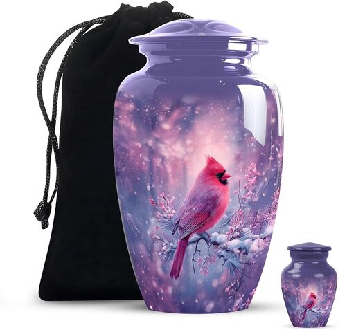 Red Cardinal Urns for Ashes for Women - Cremation Urns for Human Ashes Adult Male - Small Cardinal Urn - Large Decorative Urn 10inch and 3inch in Kuwait