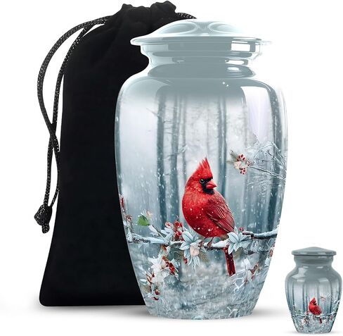 Red Cardinal Urns for Ashes for Women - Cremation Urns for Human Ashes Adult Male - Small Cardinal Urn - Large Decorative Urn 10inch and 3inch in Kuwait