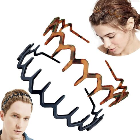 Zig Zag Headband for Women Men Comfortable & Wide Headbands for Yoga Gym Face Washing Workout Daily Use Classic 90s Plastic Hair Bands for Girls Teens | Cute Fashion Hair Accessories Gift & Valentine in Saudi Arabia