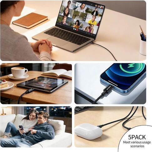 كابل USB C إلى USB C، شحن فائق السرعة بقدرة 100 وات 5 أمبير، PD 3.0، من النوع C إلى النوع C، 3 عبوات (5 أقدام، 6.6 أقدام، 6.6 أقدام)، لهاتف iPhone 15/15 Pro/15 Pro Max، وiPad Pro in Saudi Arabia
