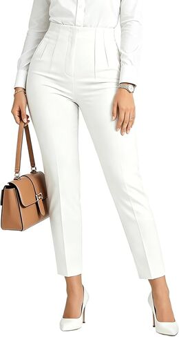 BIRW سراويل نسائية عالية الخصر 2025 سراويل ضيقة عصرية للعمل غير رسمية مع جيوب مقاس كبير كاكي عميق in Kuwait