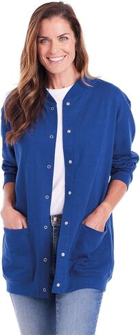 CATALOG CLASSICS Womens Fleece Jacket Snap Front Cardigan Sweatshirt for Women, 1X, Grey in Kuwait