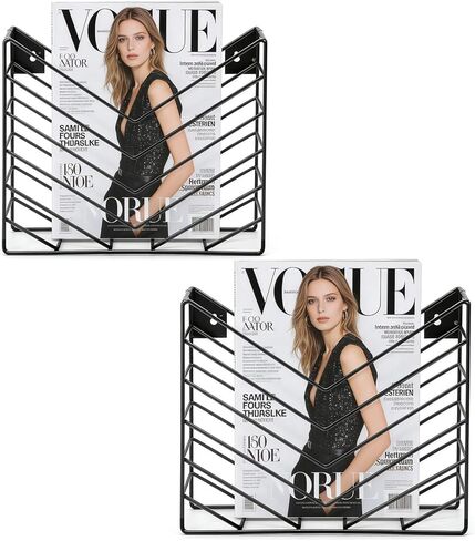 Hanging Wall File Organizer, Wall Mount Magazine Rack File Organizing Storage Metal for Office Hanging Mail, Paper, Document Folder and Books(Black) in Kuwait