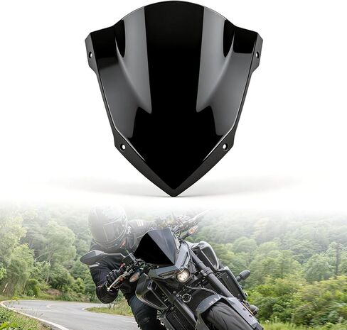 Motorcycle Windshield Deflector with Bracket Double Bubble Windscreen Fit for MT-03 MT-25 MT03 MT25 2020 2021 2022 2023 2024 Wind Shield Screen Visor Flyscreen, Black in Saudi Arabia
