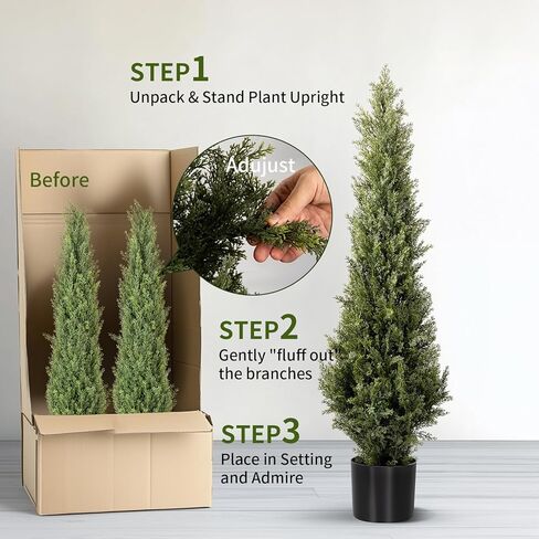 5FT Artificial Cedar Topiary Trees 2 Set, Realistic Fake Cypress Tree Tall Faux Pine Shrubs Plants Artificial Cypress Trees for Home Offices Porch Decor in Saudi Arabia