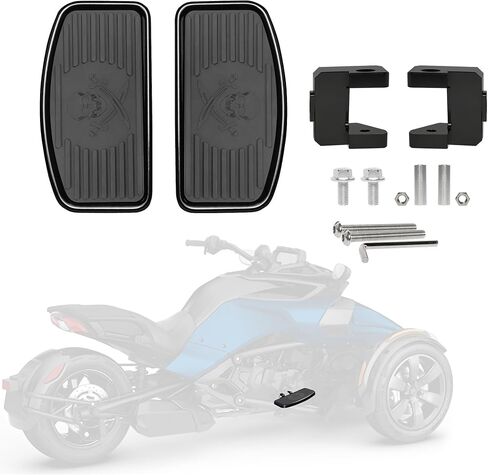 ألواح أرضية السائق لـ Can-Am Spyder F3/F3-S/F3-T (2015-2025) - مسند قدم عريض كبير للراكب، ملحقات مساند أقدام السائق الأمامية (أضلاع أفقية، أسود) in Kuwait