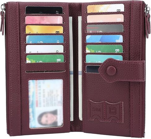 محافظ نسائية من الجلد الناعم نحيفة ثنائية الطي RFID حامل بطاقة الائتمان للسيدات جيوب مزدوجة بسحاب in Kuwait