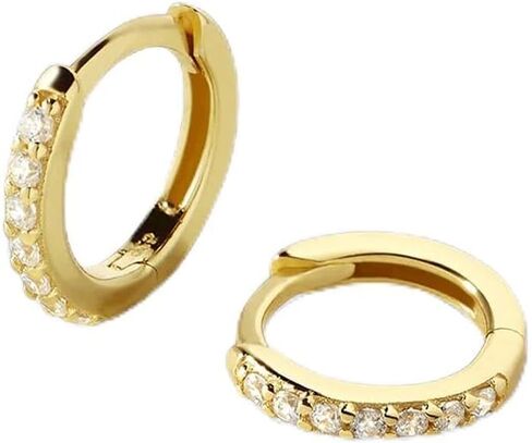 Mint & Lily Pavé Huggie Hoop Earrings for Women, 18K Gold Plated Over Sterling Silver Earrings in Kuwait