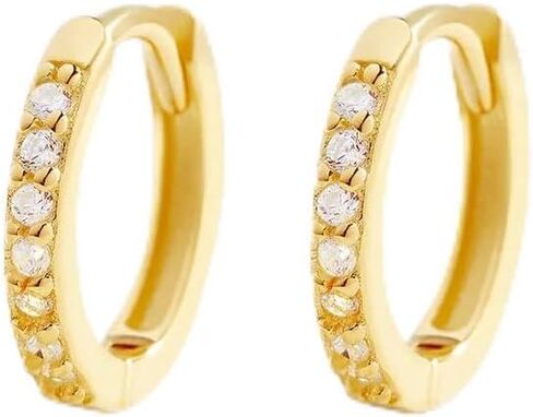 Mint & Lily Pavé Huggie Hoop Earrings for Women, 18K Gold Plated Over Sterling Silver Earrings in Kuwait
