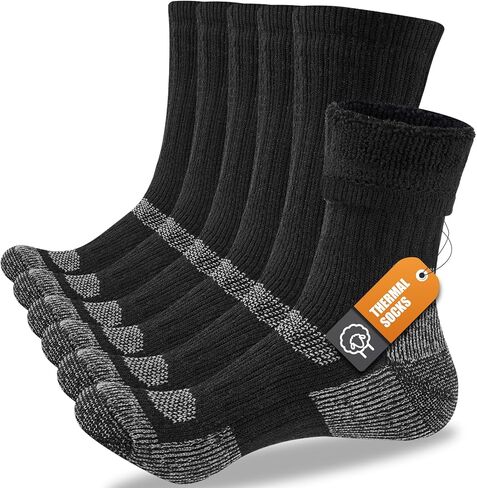 جوارب حرارية من صوف ميرينو للرجال والنساء، 3 أزواج من جوارب الشتاء ذات الوسادة الكاملة للعمل في الطقس البارد in Kuwait