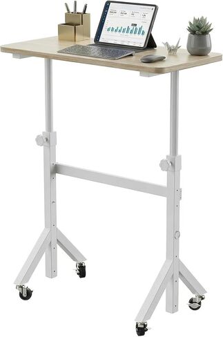 HUANUO Standing Desk Adjustable Height Portable, Mobile Stand Up Desk for Walking Pad and Treadmill, Rolling Computer Table with Wheels, 31.5"x15.75" Height 28"-46", Black Walnut in Saudi Arabia