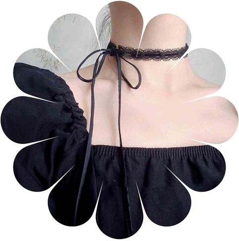 Vintage Hollow Lace Choker Necklace Black Tulle Lace Necklaces Long Satin Tail Tie Up Choker Necklaces Bow Tie Up Necklace Chain Jewelry for Women in Saudi Arabia