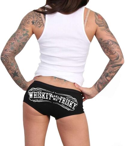 Hot Leathers PTB7210 Poke Around Biker Boy Shorts | Booty Shorts for Women-Black-XL in Kuwait