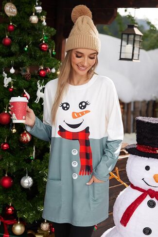 For G and PL Women's Christmas Long Sleeve 3D Printed Oversized Pullover Ugly Tunic Dress with Pockets S-XXL in Saudi Arabia