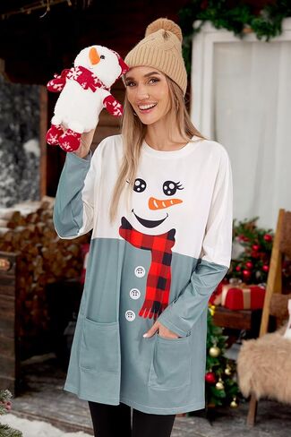 For G and PL Women's Christmas Long Sleeve 3D Printed Oversized Pullover Ugly Tunic Dress with Pockets S-XXL in Saudi Arabia