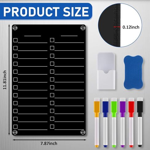 4 Pcs Acrylic Magnetic Dry Erase Board for Fridge 11.81"x7.87" Clear Magnetic Calendar to Do List Whiteboard for Refrigerator Meal Planner Menu with Board Eraser Pen Holder and 6 Markers in Saudi Arabia