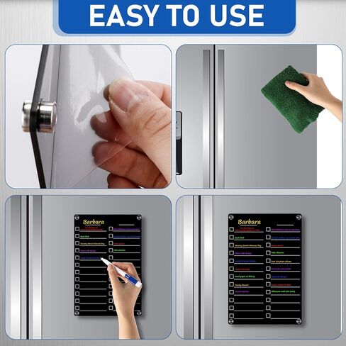 4 Pcs Acrylic Magnetic Dry Erase Board for Fridge 11.81"x7.87" Clear Magnetic Calendar to Do List Whiteboard for Refrigerator Meal Planner Menu with Board Eraser Pen Holder and 6 Markers in Saudi Arabia