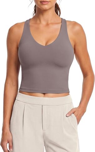 G4Free BareFeel Removable Padded Built in Bra Tank Tops Workout Racerback Yoga Tanks Athletic Gym Slim Fit Top in Saudi Arabia