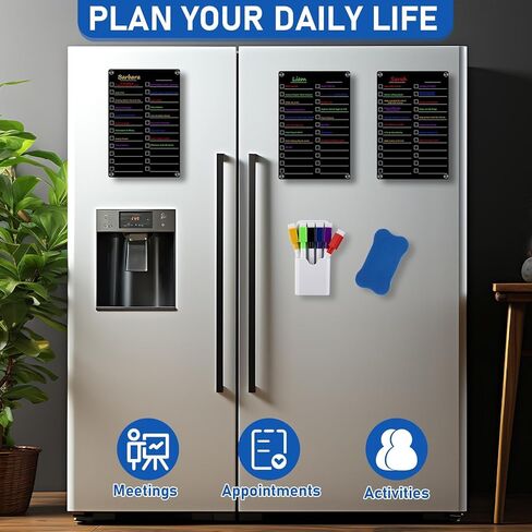 4 Pcs Acrylic Magnetic Dry Erase Board for Fridge 11.81"x7.87" Clear Magnetic Calendar to Do List Whiteboard for Refrigerator Meal Planner Menu with Board Eraser Pen Holder and 6 Markers in Saudi Arabia