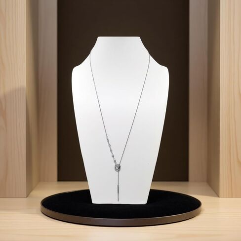 Rose Gold/White GOLDSweater Chain Y-Necklace for Women, Adjustable Length with Sparkling Crystal Ring & Minimalist Bar Pendant – Elegant Daily & Gift Jewelry in Saudi Arabia
