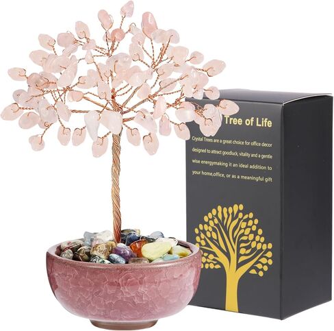 7 Chakra Crystal Tree with Ceramic Base,Natural Gemstone Feng Shui Money Tree for Wealth,Good Luck & Positive Energy,Handmade 5 Inch Healing Abundance Bonsai for Home Office Decor in Kuwait