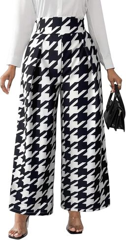 Wide Leg Pants Woman Checkered Trousers Pants for Women Cute Fall Outfits with Pockets Office Work Pants for Womens in Saudi Arabia