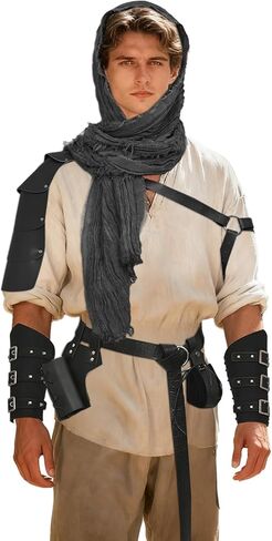 6Pcs Renaissance Accessories, Medieval Costume Accessories Set Viking Belt, Shoulder Armor, Bracers for Cosplay in Saudi Arabia