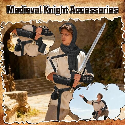 6Pcs Renaissance Accessories, Medieval Costume Accessories Set Viking Belt, Shoulder Armor, Bracers for Cosplay in Saudi Arabia