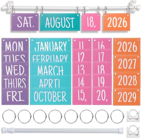 Calendar Bulletin Board Set Rainbow Flip Calendar with Holder Adjustable Calendar Holder Includes 54 Date Cards for Classroom Home Decor(Colorful) in Saudi Arabia