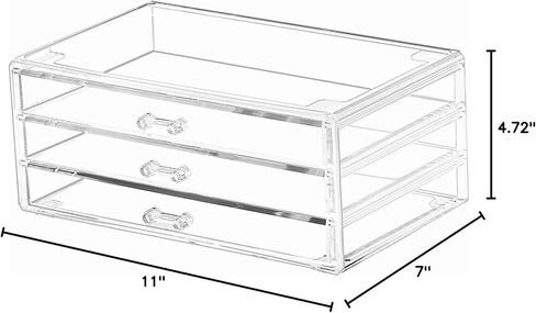 Cq أكريليك أرجواني التراص الفنون والحرف منظم التخزين مع درجين، 4.72 "أدراج منظم أكريليك طويل القامة، أدراج تنظيم بلاستيكية للغرور، حوض سفلي، خزائن المطبخ، الحمام in Kuwait