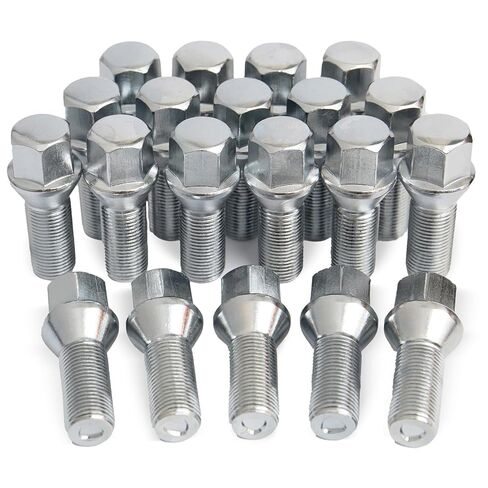 20 قطعة M14x1.25 مسامير العروة من MYCHEINSEN تناسب BMW 2-Series 3-Series 4-Series 5-Series 6-Series 7-Series X1 X2 X3 X4 X5 X6 M3 M4 M5 M6 i3 i8، M14x1.25 براغي العروة فضية 28 مم طول الساق مقعد مخروطي in Kuwait