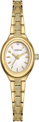 ساعة CHEETAH النسائية الذهبية الأنيقة مع سوار كلاسيكي كلاسيكي، هيكل بيضاوي وقرص بسيط، هدية لها in Saudi Arabia