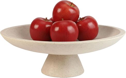 Large Modern Decorative Bowl for Home Decor Fruit Organic Catch All Key Kitchen Entryway Shelf Coffee Table With Pedestal,Artificial Stone Beige in Saudi Arabia