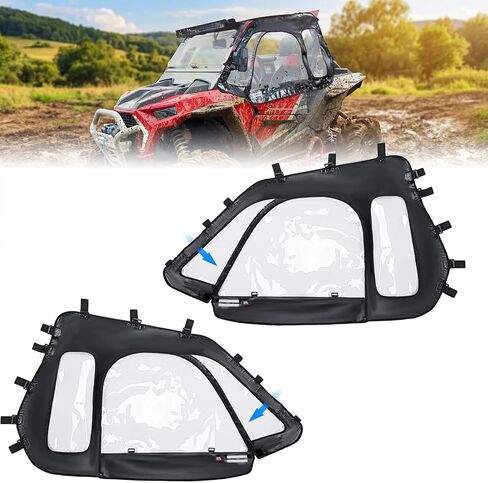KEMIMOTO Soft Upper Doors Fit with Side Mirrors and Windshields, Compatible with Polaris RZR XP 1000 / XP Turbo 2014-2023 UTV Cab Enclosures Upgrade Zippers 3-Pane Window - 2 Seater in Saudi Arabia