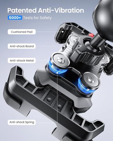Anti-Shake Motorcycle Phone Mount - 2026 Dual Vibration Dampener, Universal Bike Phone Holder for iPhone 17/16/15/14/13 Series & Android 4.7-7", Handlebar Mount for Bicycle/Motorbike/Scooter in Kuwait