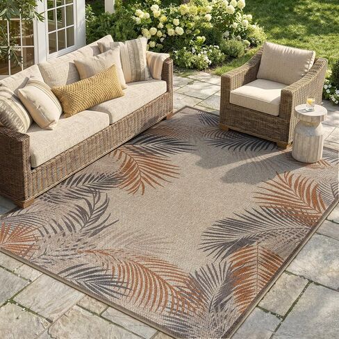 LIVEBOX Easy Jute 28''x43'' سجادة الشرفة الأمامية، سجادة مطبخ غير قابلة للانزلاق وقابلة للغسل في الهواء الطلق، سجاد منطقة بوهيمية زهرية حديثة، سجادة باب ترحيب للترحيب بمدخل المدخل (زيتوني 28''x43'') in Saudi Arabia