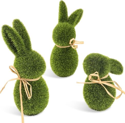 Set of 3 Easter Bunny Figurine, Resin Wildflower Bunny Decorations for Home Indoor, Spring Rabbit Small Statue Living Room Table Centerpieces Mantel Tiered Tray Shelf Office Desk Top Decor in Saudi Arabia