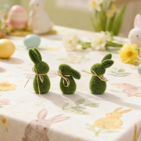 Set of 3 Easter Bunny Figurine, Resin Wildflower Bunny Decorations for Home Indoor, Spring Rabbit Small Statue Living Room Table Centerpieces Mantel Tiered Tray Shelf Office Desk Top Decor in Saudi Arabia