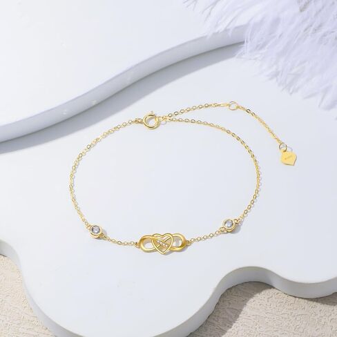 Real 14K Gold Infinity Bracelet for Women Solid Gold Infinity Moissanite Jewelry Valentines Day Mothers Day Gifts for Her in Saudi Arabia